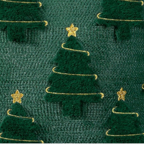 NEW Set of 2 Dark Green & Gold Christmas Tree Pillow Covers w/ Zipper - 18”x18” - Picture 5 of 7